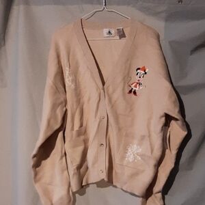 Cream Cardigan with Embroidered Mini Mouse Womens Size Xl